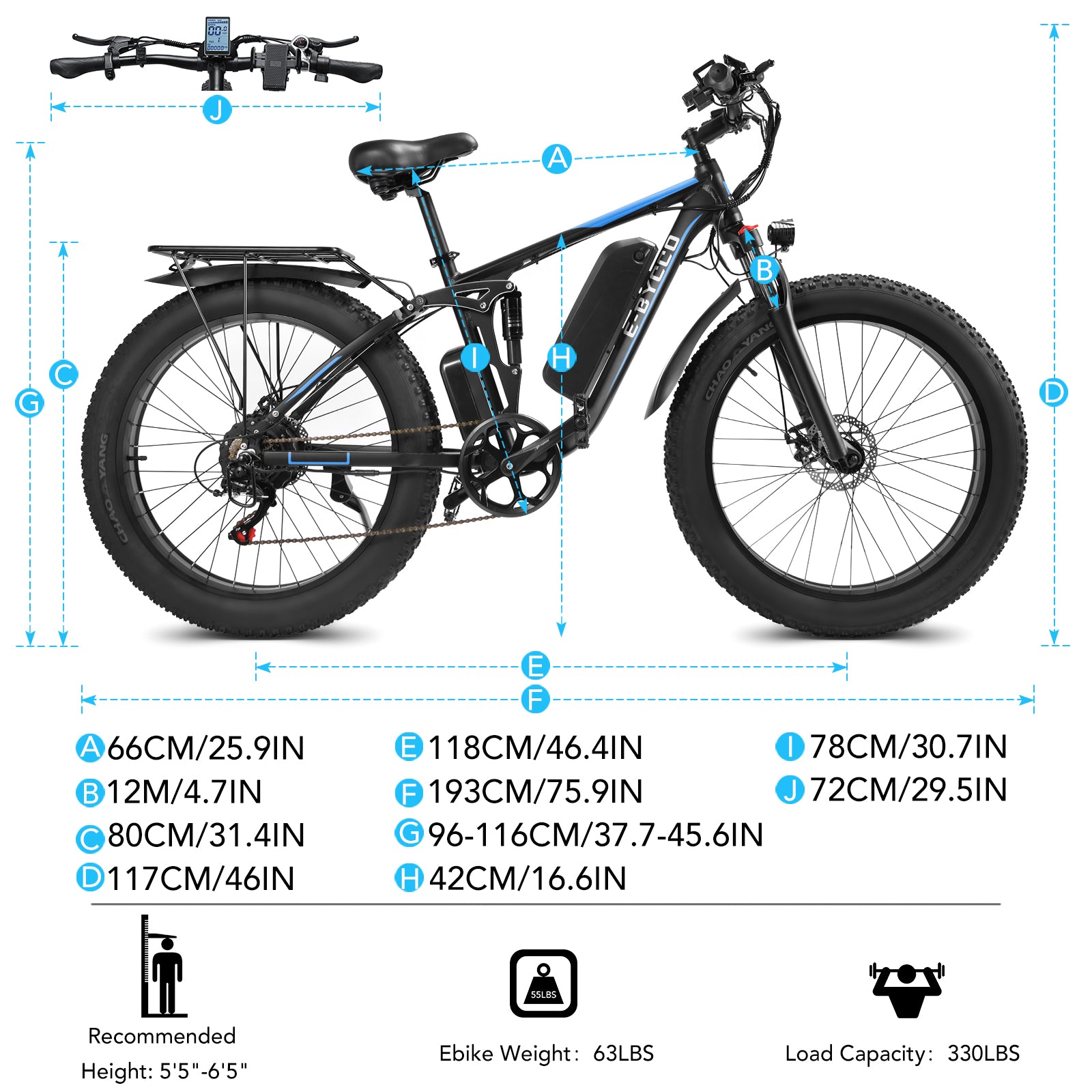 EBYCCO generalüberholtes gebrauchtes 26-Zoll-Elektro-Mountainbike mit 750-W-Motor und 48-V-Batterie